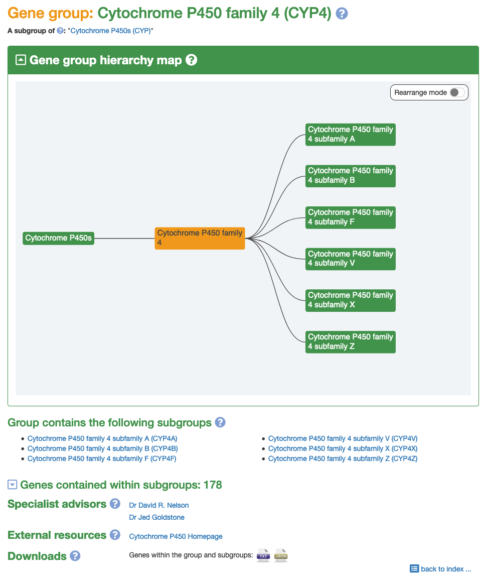 Example gene group report